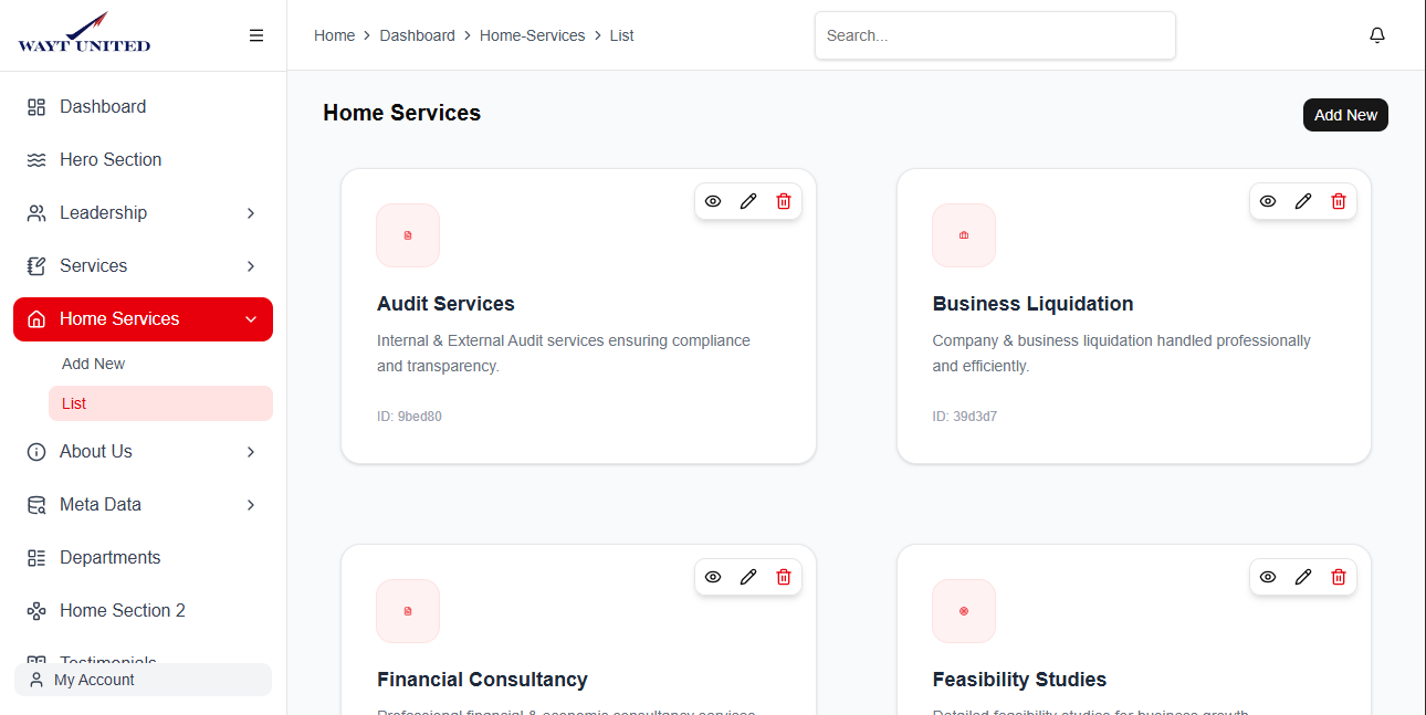 Home Services List