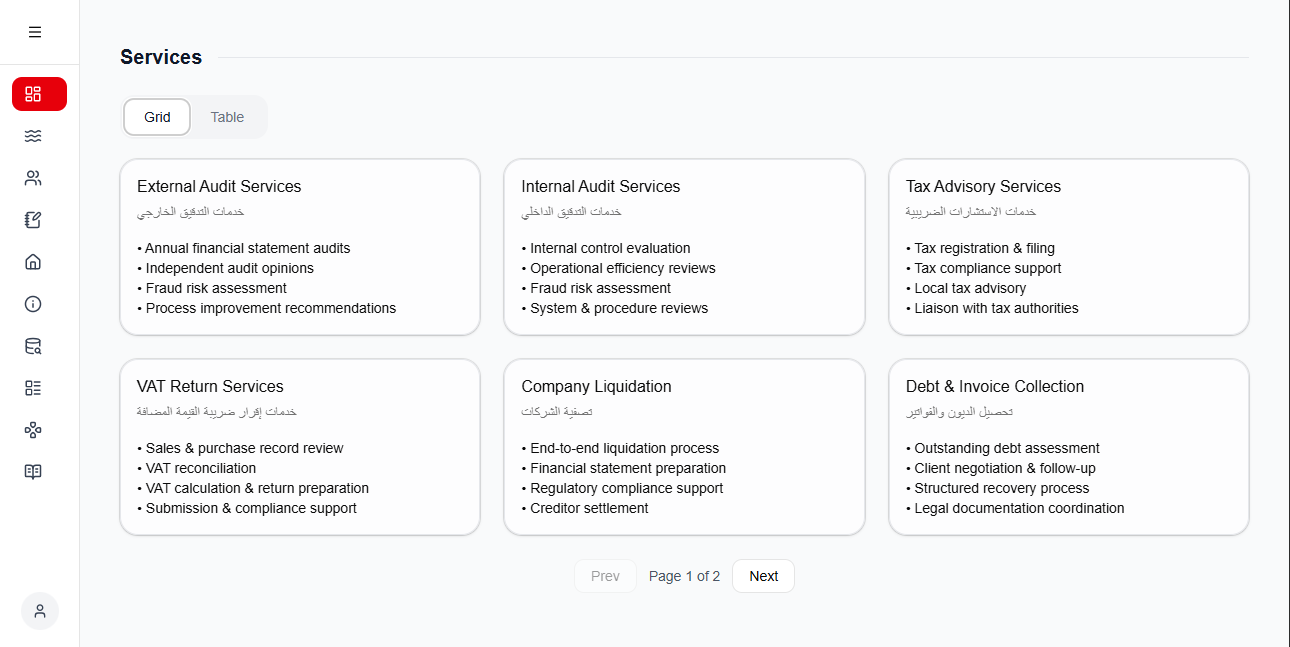 Services Grid
